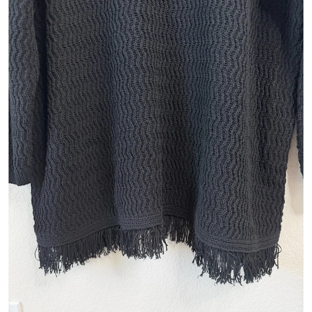 J. Jill Black Open Weave Fringed Hem‎ Tunic Sweater Women's 4X